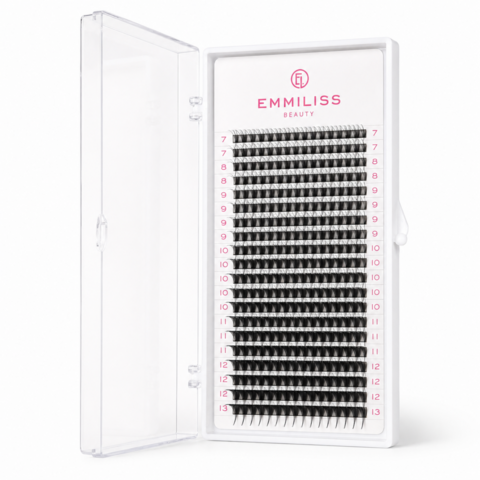 Вії Emmiliss чорні 21 лінія 3D Mix C 0.07 7-13 мм