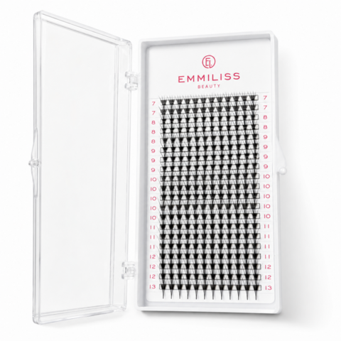 Вії Emmiliss чорні 21 лінія 4D Mix C 0.07 7-13 мм