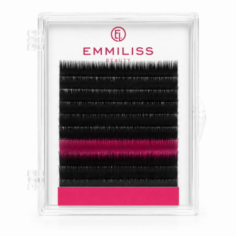 Ресницы Emmiliss  Pink черные 10 линий Mix L1 0.10 7-12 мм