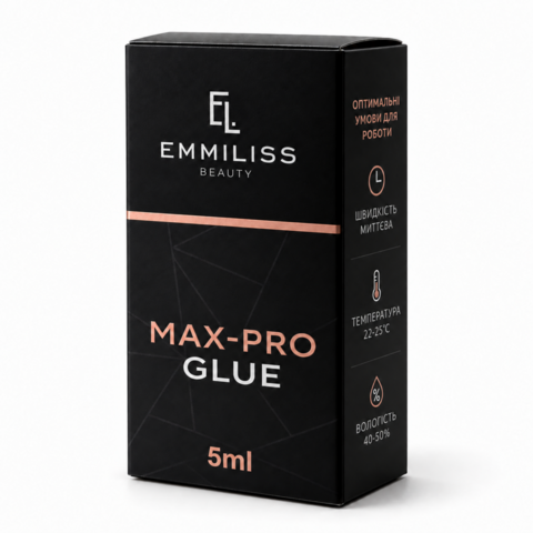 Клей для нарощування вій Emmiliss Max-Pro миттєве зчеплення 5 мл чорний