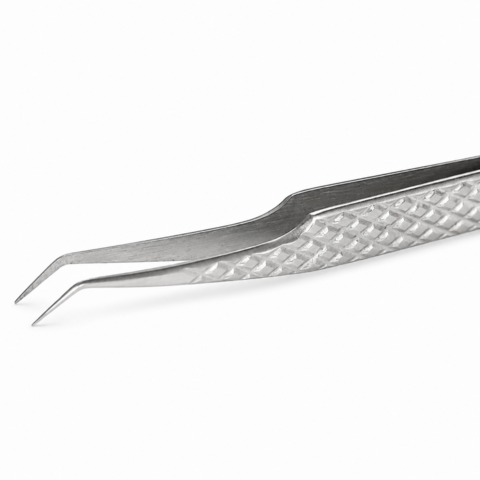 Пинцет Aurora L-form 40° AL40 Diamond + carving1 серебристый
