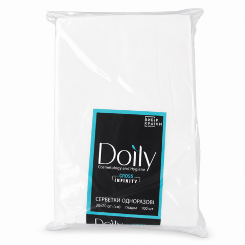 Салфетки в пачке Doily CROSS INFINITY 30х20 см 45 г/м² из спанлейса гладкие (100 шт/пач) белые