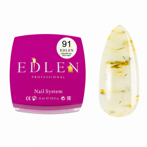 Гель моделирующий Edlen Builder Gel Flower yogurt с сухоцветами №91 15 мл