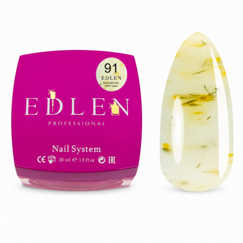 Гель моделирующий Edlen Builder Gel Flower yogurt с сухоцветами №91 30 мл