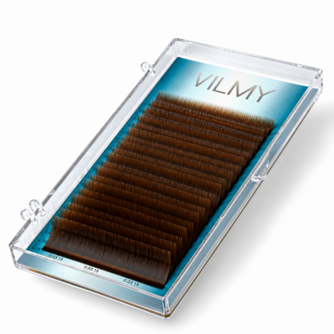 Вії Vilmy Viya Tobacco коричневі 20 ліній Mix D 0.07 8-14 мм