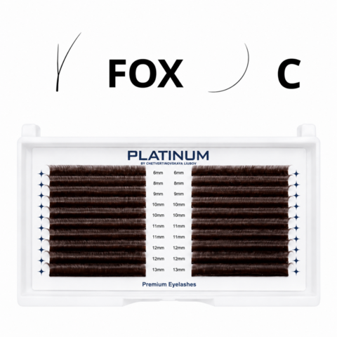 Вії-пучки Platinum Fox темно-коричневі 20 ліній Mix C 0.07 8-13 мм