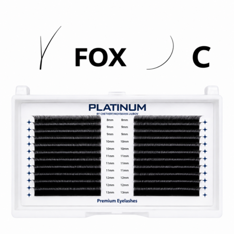 Вії-пучки Platinum Fox чорні 20 ліній Mix C 0.07 8-13 мм