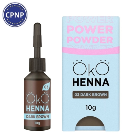 Хна для брів OKO Power Powder №03 10 г, dark brown УЦІНКА термін придатності до 11.2026
