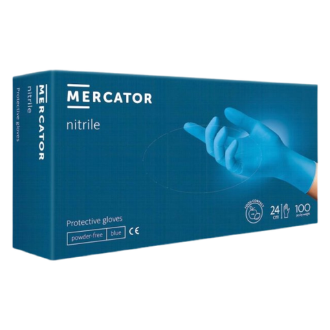 Перчатки нитриловые Mercator Nitrylex Basic неопудренные XL (100 шт/пач), голубые