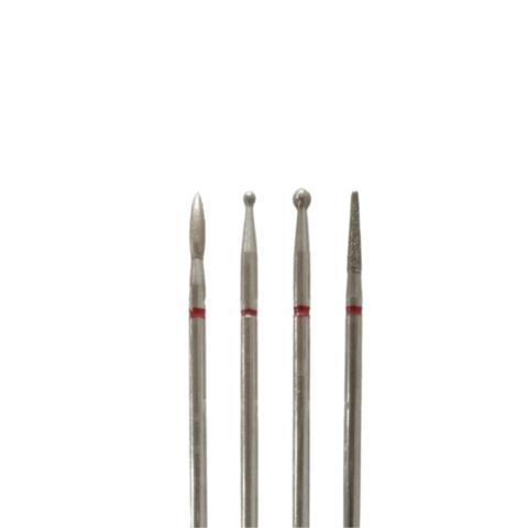 Набір стартовий фрез для тонкої кутикули в пластиковому контейнері, 4 шт червоні