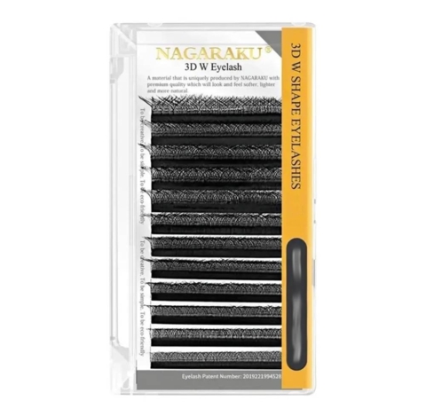 Ресницы Nagaraku 3D W-форма Mix D, 0.07, 8-12 мм