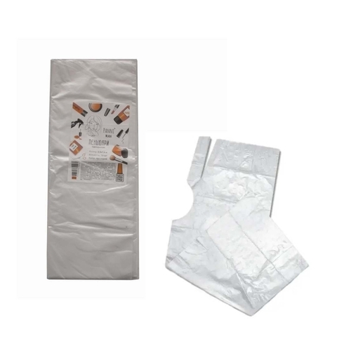 Пеньюар для парикмахерских работ Panni Mlada™0,9х1,6 м (100 шт/пач) из полиэтилена, прозрачный