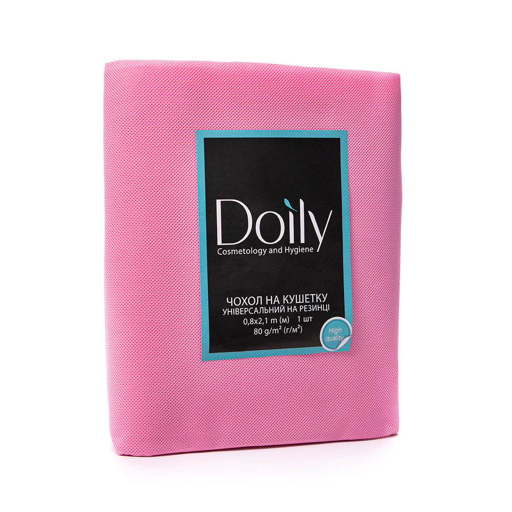 Чехол на кушетку с резинкой универсальный Doily® 0,8х2,1м из спанбонда 80 г / м2 (1 шт / пач). Розовый
