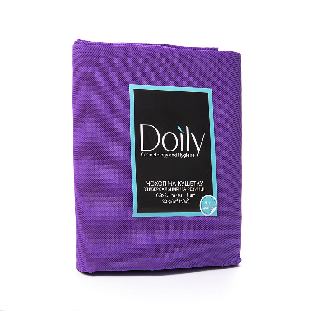 Чохол на кушетку з резинкою універсальний Doily® 0,8х2,1м зі спанбонду 80 г/м2 (1 шт/пач), фіолетовий