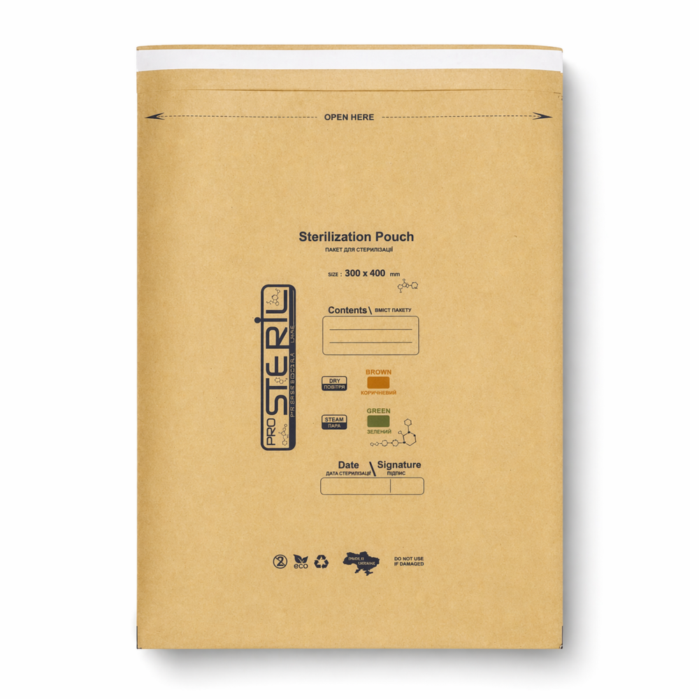 Пакеты для стерилизации ProSteril, 300*400 PK B, Бурый крафт (100шт/уп), фото 1