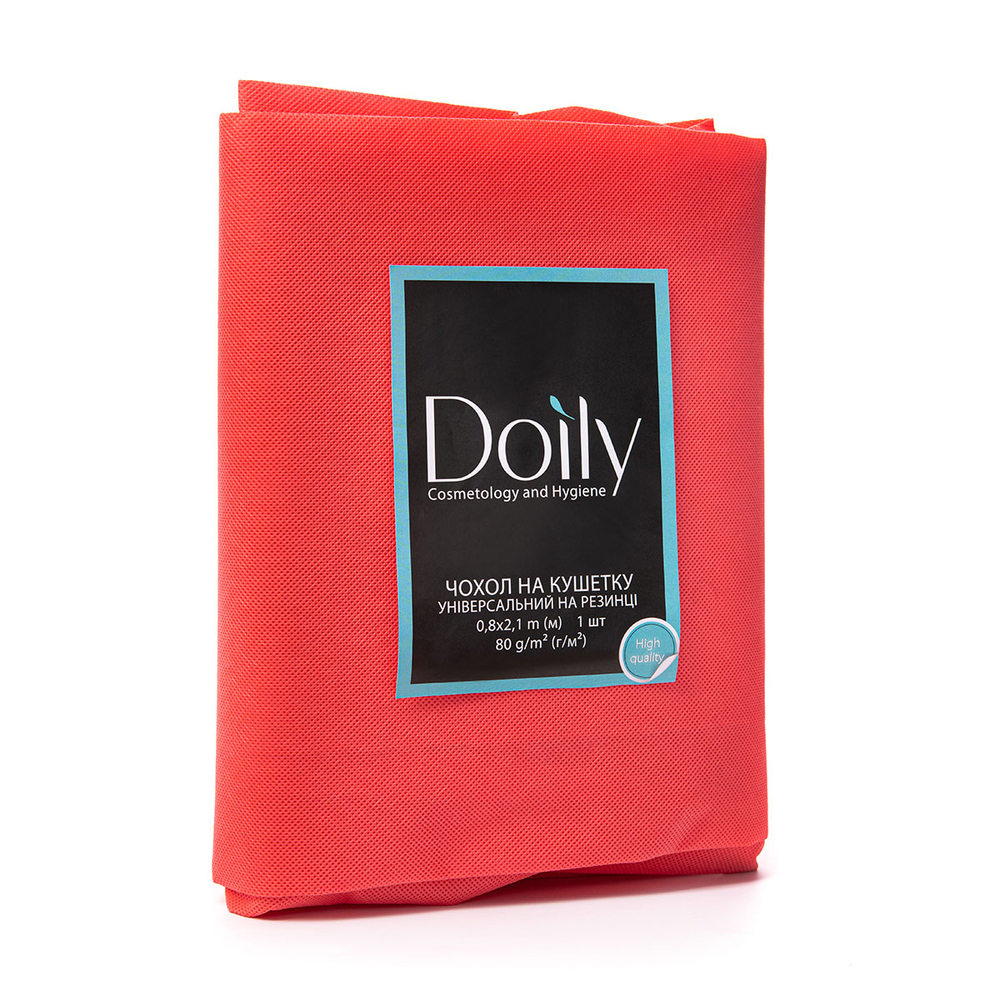 Чехол на кушетку с резинкой универсальный Doily® 0,8х2,1м из спанбонда 80 г / м2 (1 шт / пач). Красный