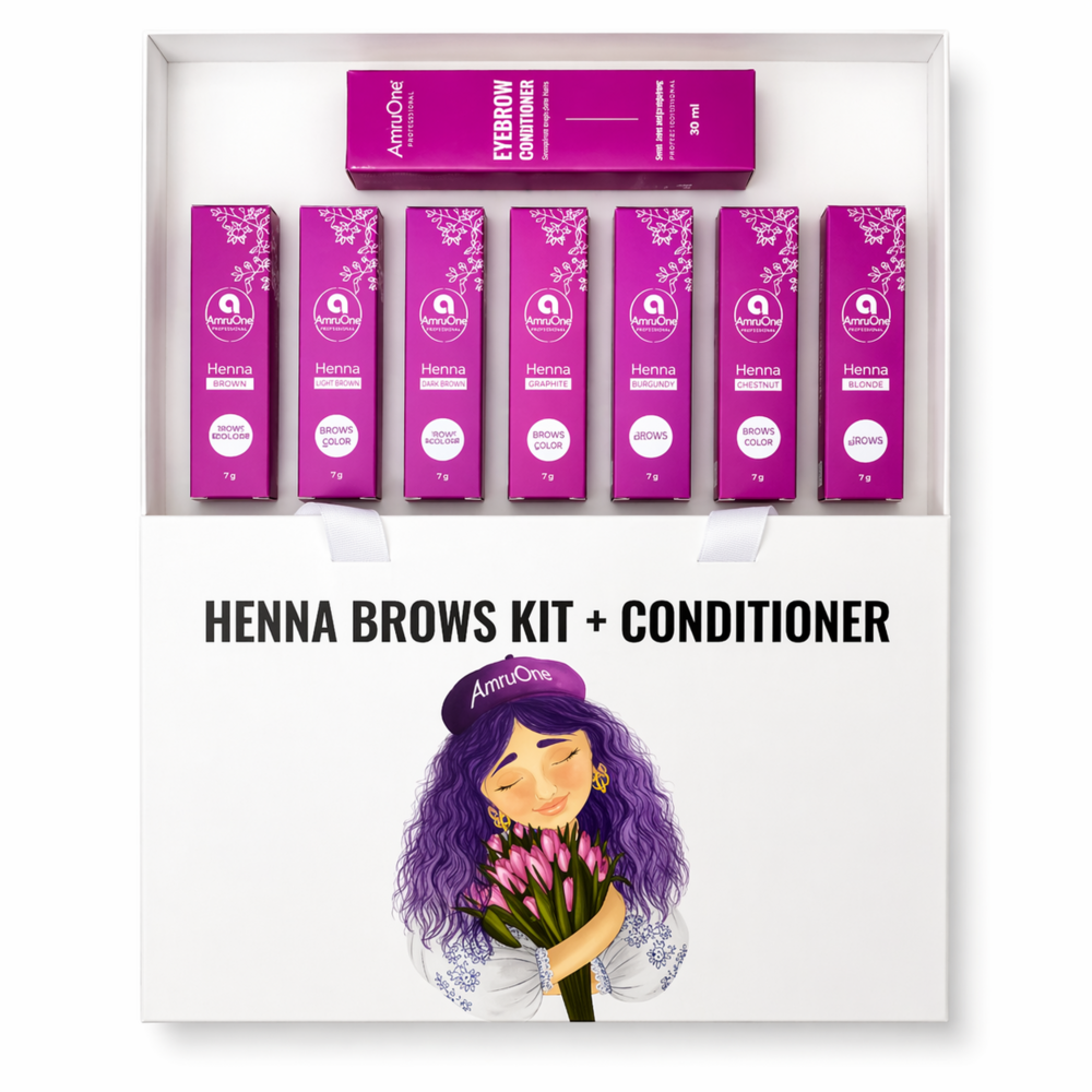 Набір хни для брів AntuOne 7шт/7г, та кондиціонер для брів, 50 мл, фото 1