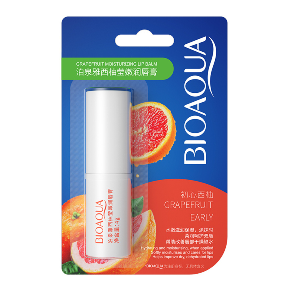 Бальзам для губ увлажняющий с экстрактом грейфрукта Bioaqua Grapefruit Early, 4 г