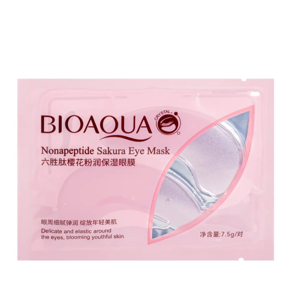 Патчі гідрогелеві для очей з пептидами і пелюстками сакури Bioaqua Nonapeptide Sakura Eye Mask, 7.5 г