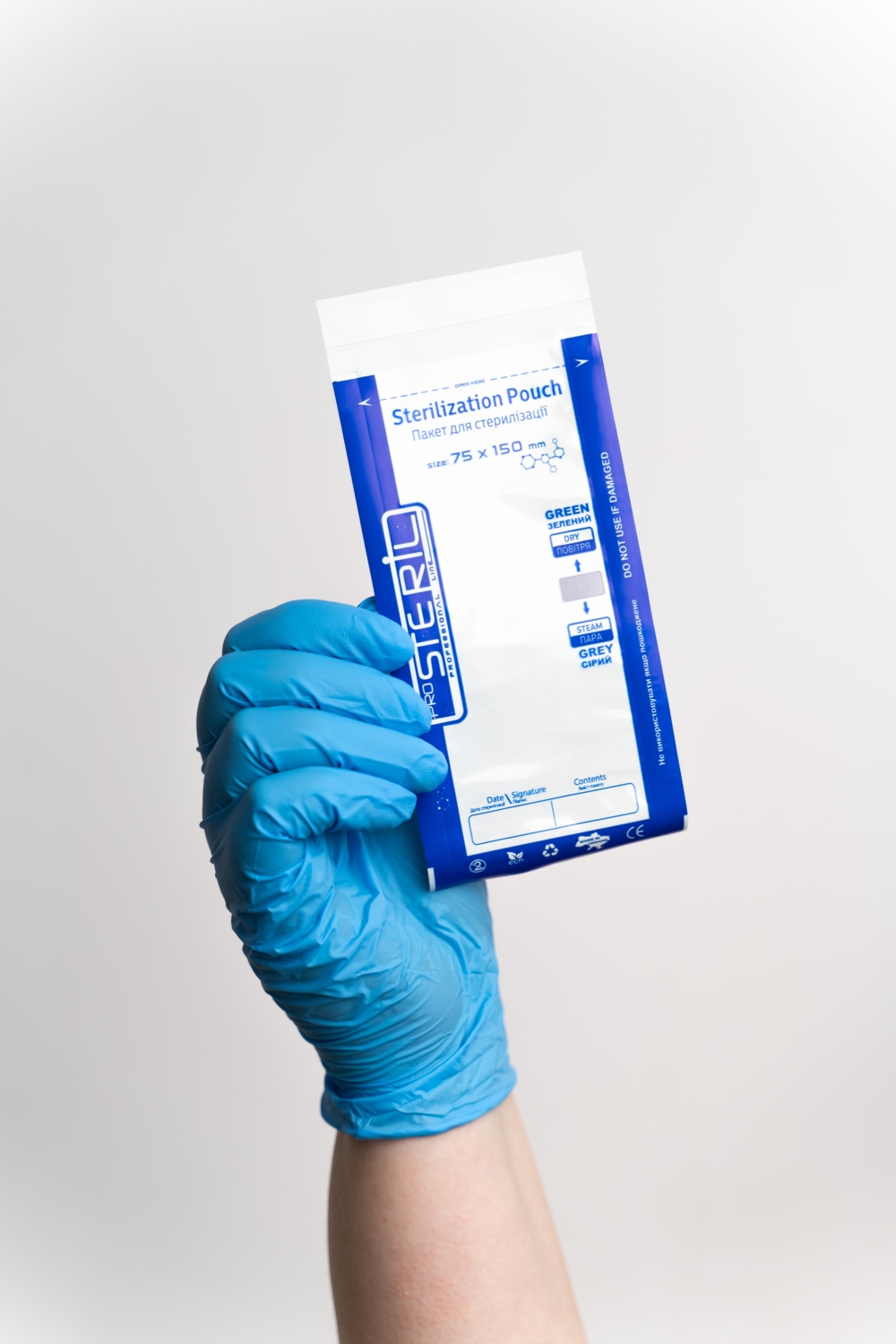 Пакети для стерилізації ProSteril Premium, 75*150 СP W, комбіновані прозорі універсальні (100шт/уп), фото 1