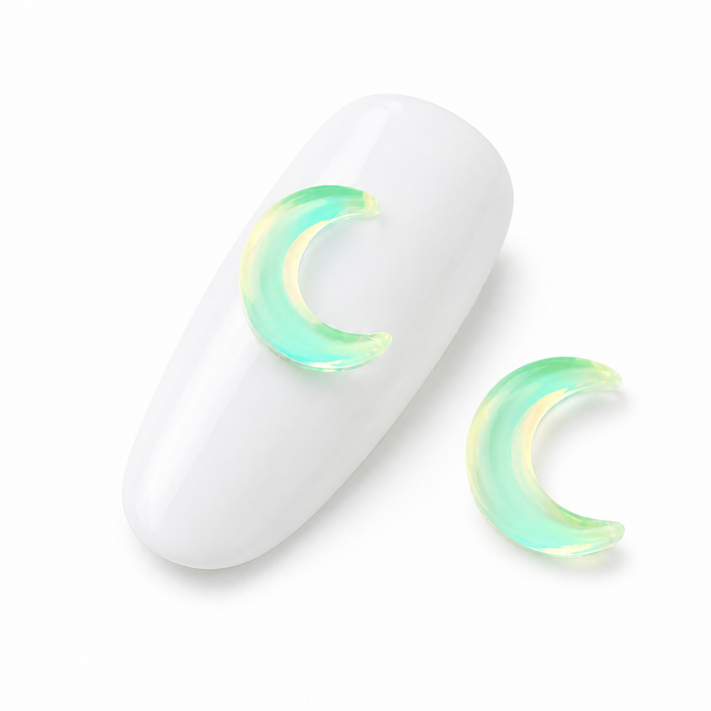 Шармы (фигурки) для ногтей A-397 Полумесяц Аврора 10х9 мм (1 шт), салатовые, фото 1