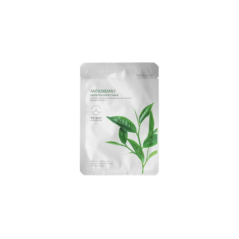 Маска тканинна BeauuGreen з екстрактом зеленого чаю Antioxidant Green Tea Essence Mask, 23 г