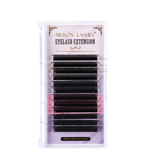 Вії Arison lashes чорні, 12 ліній Мікс 2D-5D  D, 0,07, 11-13 мм