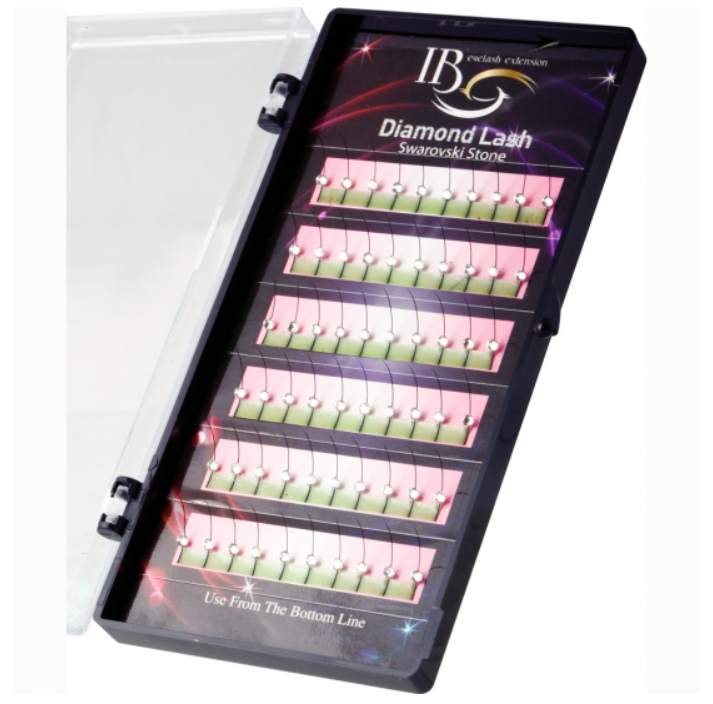 Вії i-Beauty Diamond Lash Swarovski Stone 6 ліній стрази білі, CC 0.1, 12 мм