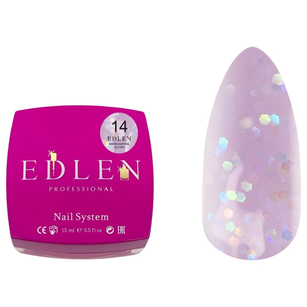 Акригель Edlen Water Glitter №14, 15  мл