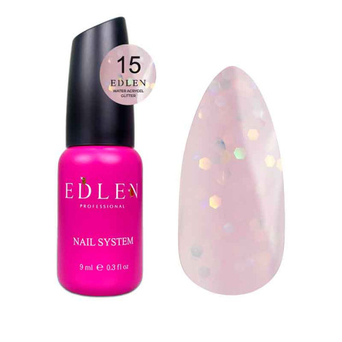 Акригель Edlen Water Glitter №15, 9  мл