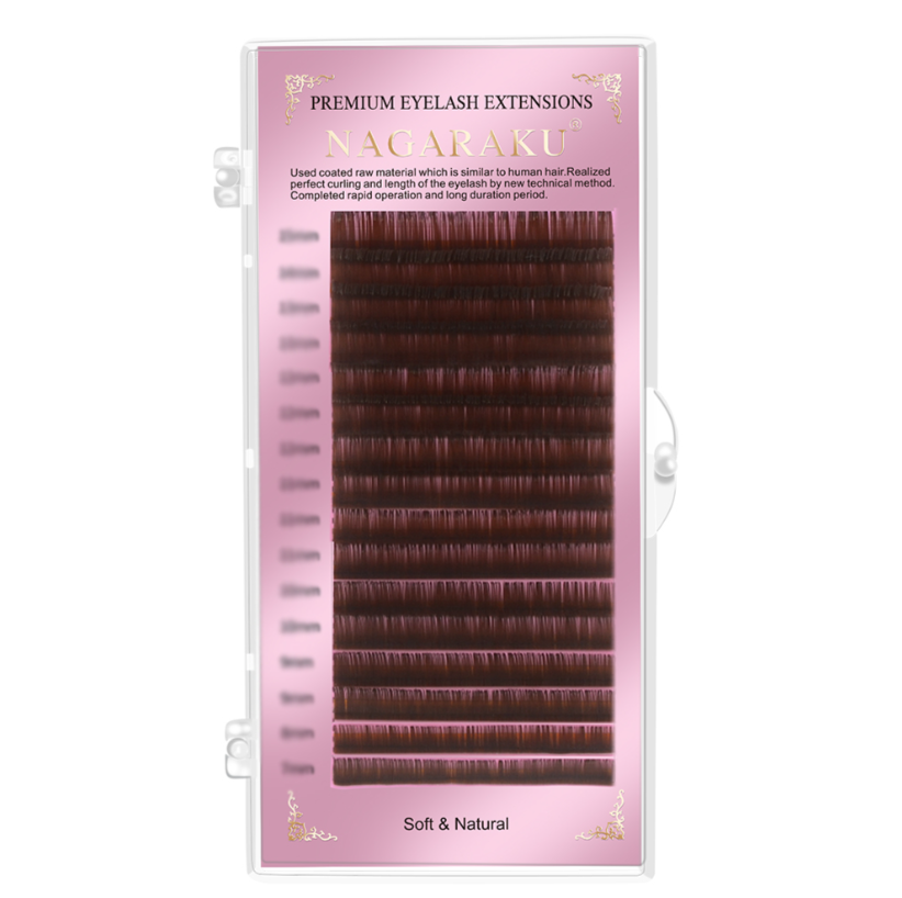 Ресницы Nagaraku коричневые Mix D, 0.1, 7-15 мм