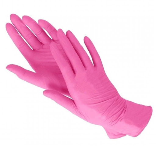 Перчатки нитриловые М неприпудренни 100 шт / уп. розовые