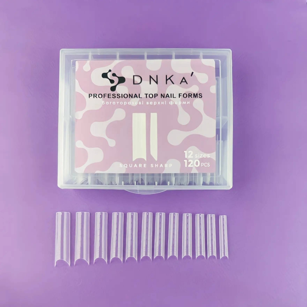 Формы для наращивания DNKa Reusable Upper Nail Forms Square Sharp (120 шт/уп), фото 1