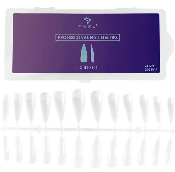 Тіпси Стилет DNKa Professional Nail Gel Tips L-Stilleto (240 шт/уп), фото 1