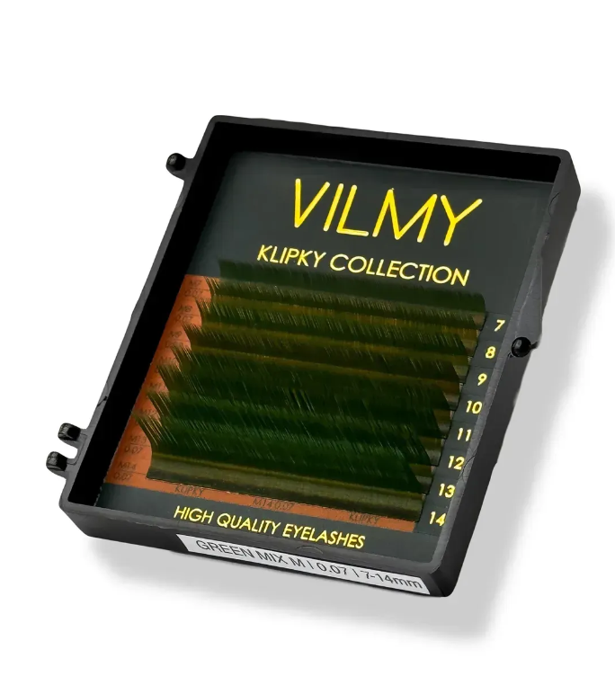 Ресницы Vilmy Klipky color Mix 8 линий зеленые D 0.07 7-14 мм, фото 2