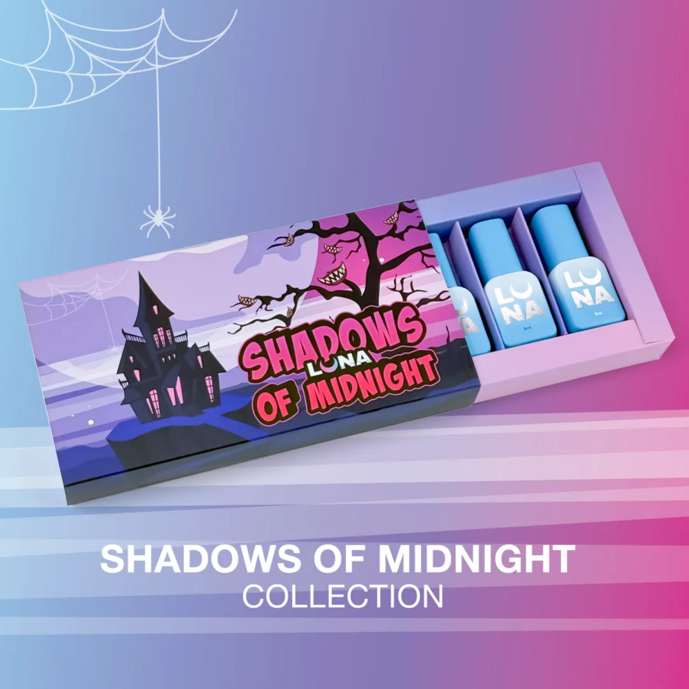 Набір гель-лаків Luna Halloween "Shadows of Midnight" 5шт по 8 мл, фото 5
