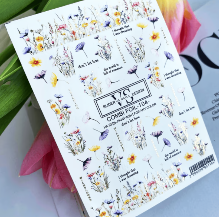 Слайдер для ногтей VS Nails Combi foil №104 Цветы, фото 1