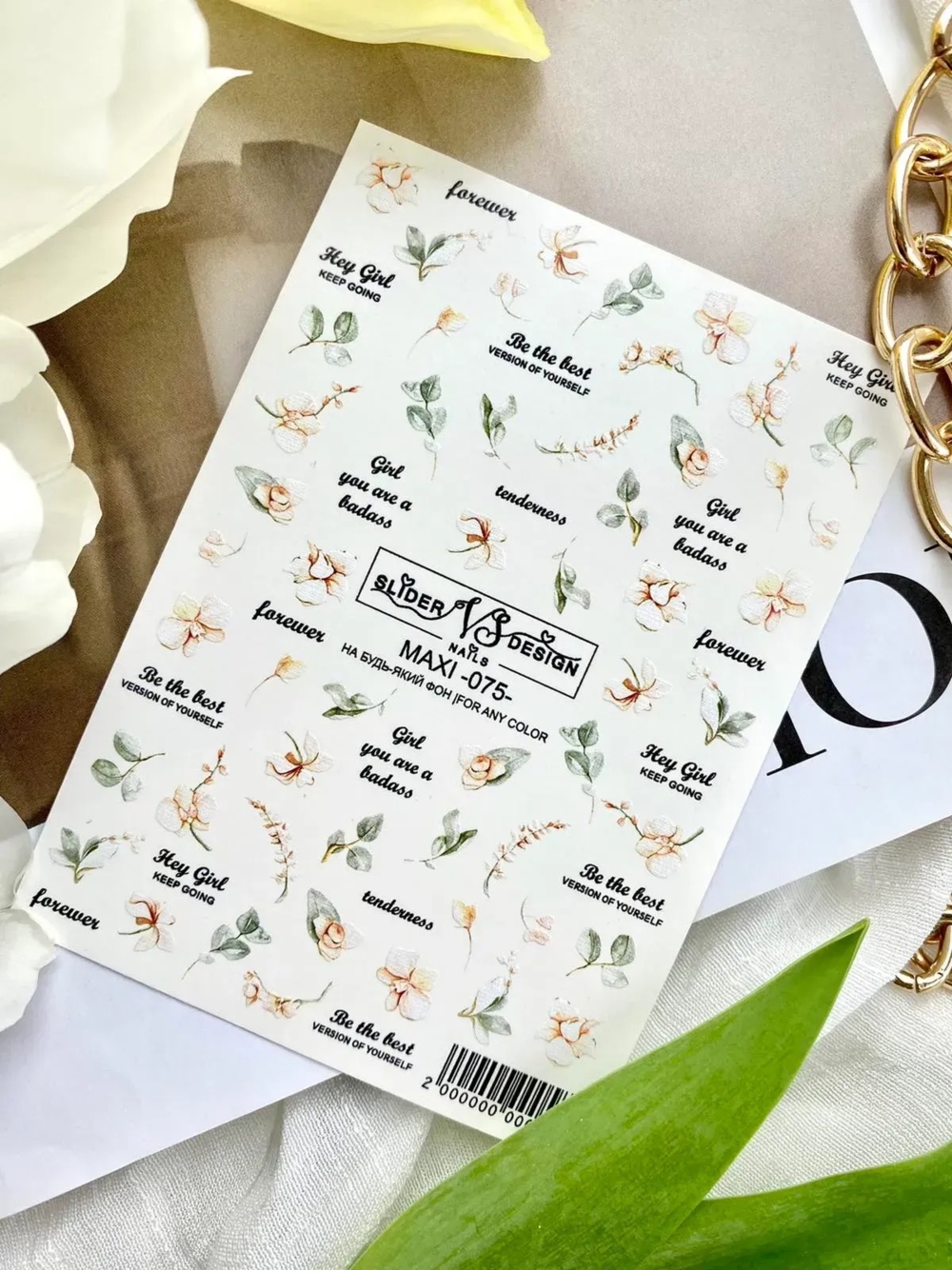 Слайдер для ногтей VS Nails Maxi №075 Цветы, фото 1