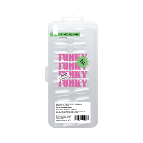 Тіпси гелеві Adore Professional Funky Gel Tips Arched Square Extra Long, фото 1