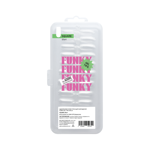 Тіпси гелеві Adore Professional Funky Gel Tips Square Short, фото 1