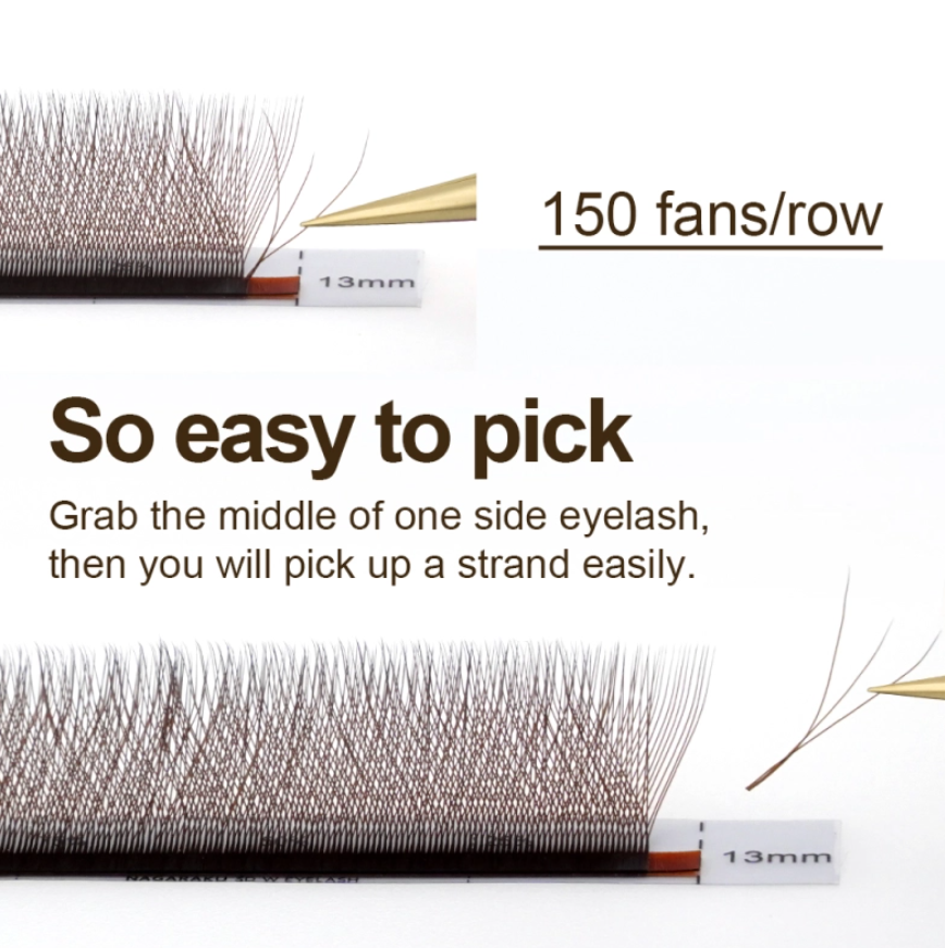 Ресницы Nagaraku 3D W-форма темно-коричневые Mix C 0.07 8-15 мм, фото 3