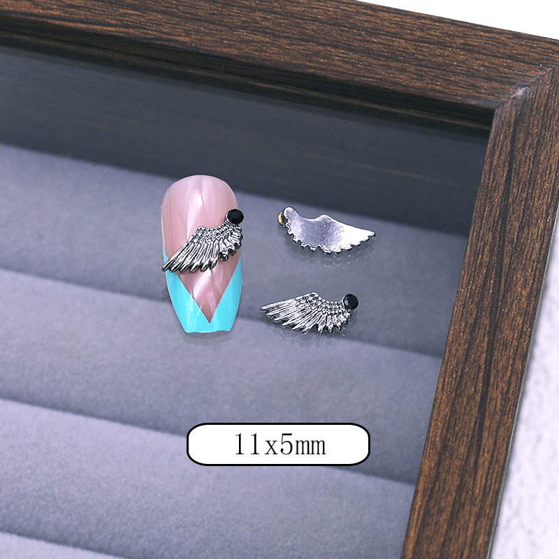 Шармы (фигурки) для ногтей Крыло левое No. 2 11х5 мм (1 шт) серебристые, фото 1