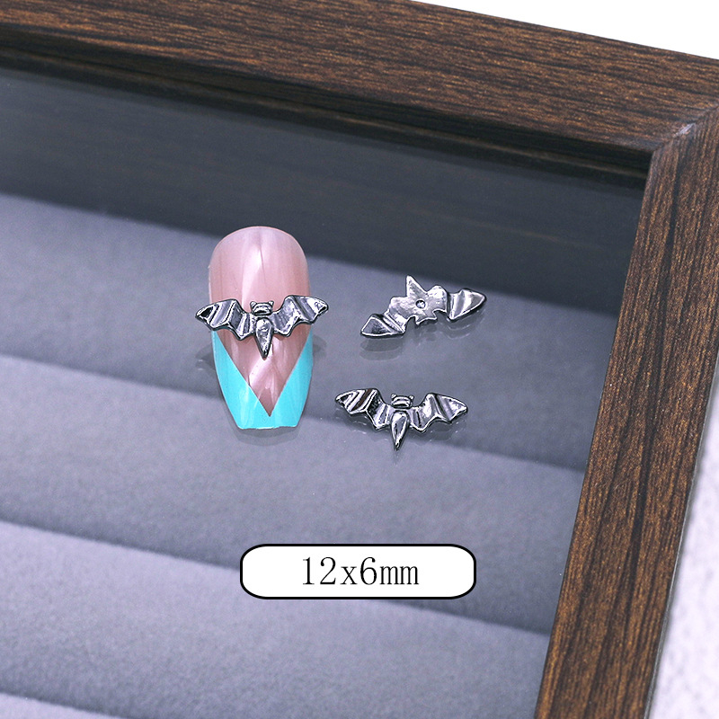 Шармы (фигурки) для ногтей Летучая мышь No. 4 12х6 мм (1 шт) серебристые, фото 1