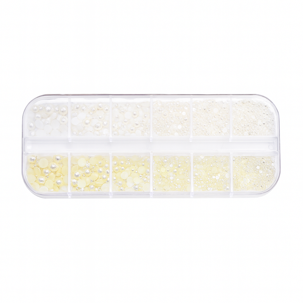 Камінці для дизайну нігтів різних розмірів Перлина 1.5 - 5 мм кремові та білі, фото 1