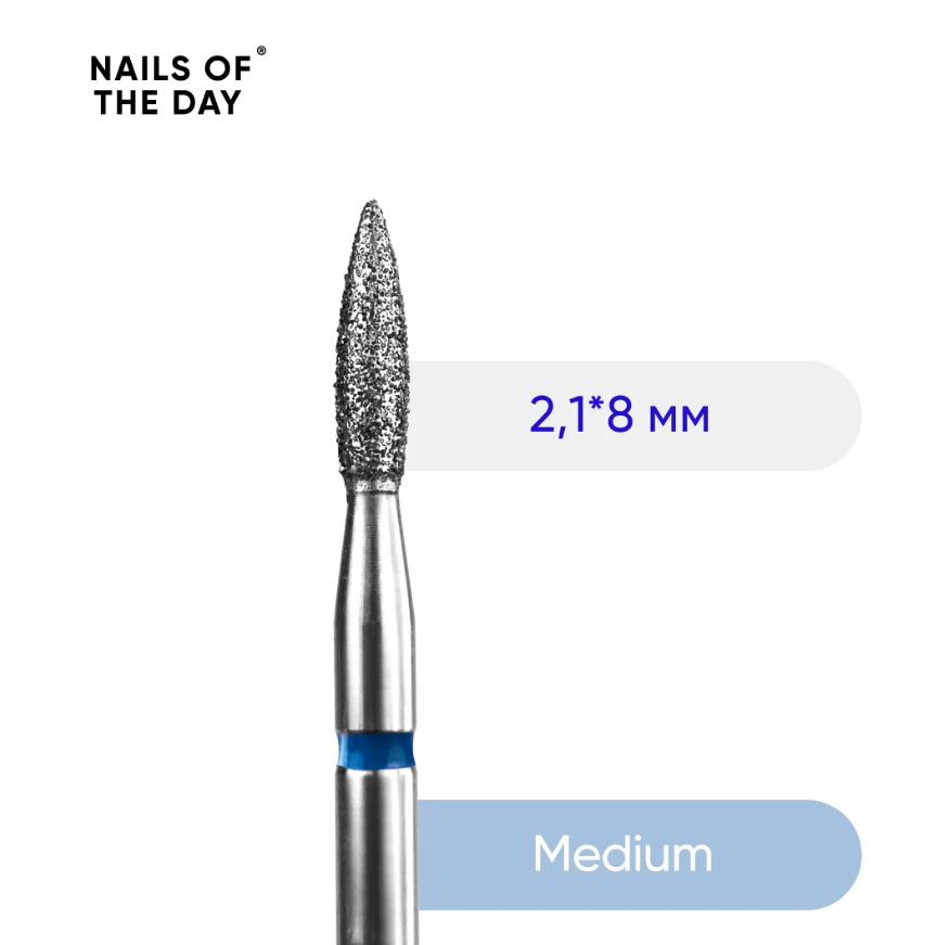 Фреза алмазная Nails Of The Day Пламя 2,1*8 мм синяя, фото 1