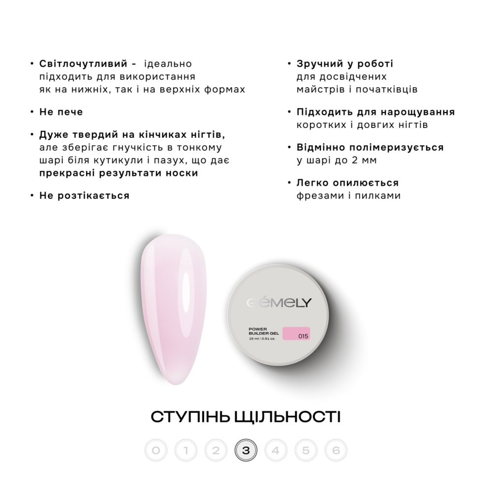 Гель моделюючий Gemely Power Builder Gel №015 15 мл, фото 2