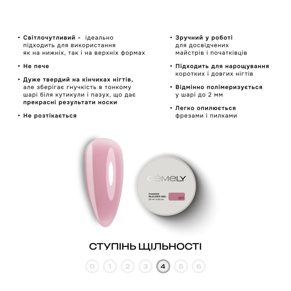 Гель моделюючий Gemely Power Builder Gel №017 15 мл, фото 2