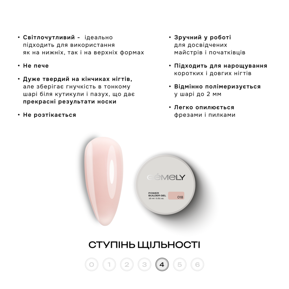 Гель моделюючий Gemely Power Builder Gel №018 15 мл, фото 2