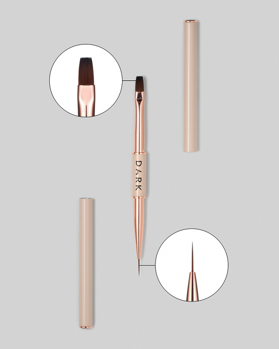 Пензлик двосторонній Dark 11 мм + 9 мм бежевий, фото 2