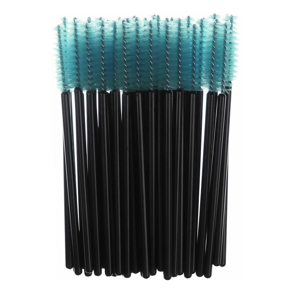 Щеточка для ресниц нейлоновая ручка черная, ворс бирюзовый (50шт/уп), фото 1